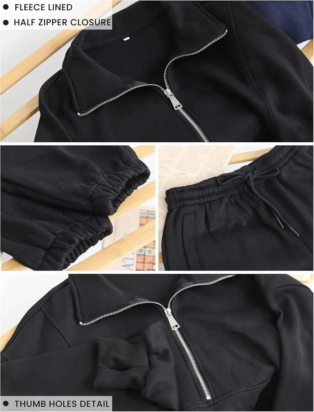 2 Piece Half Zip Sweatsuits Fleece Sweatshirt and Joggers Set Tracksuit