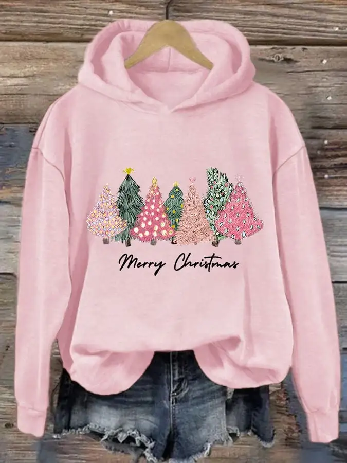 Women's  Merry Christmas! Christmas Tree Casual Hoodie