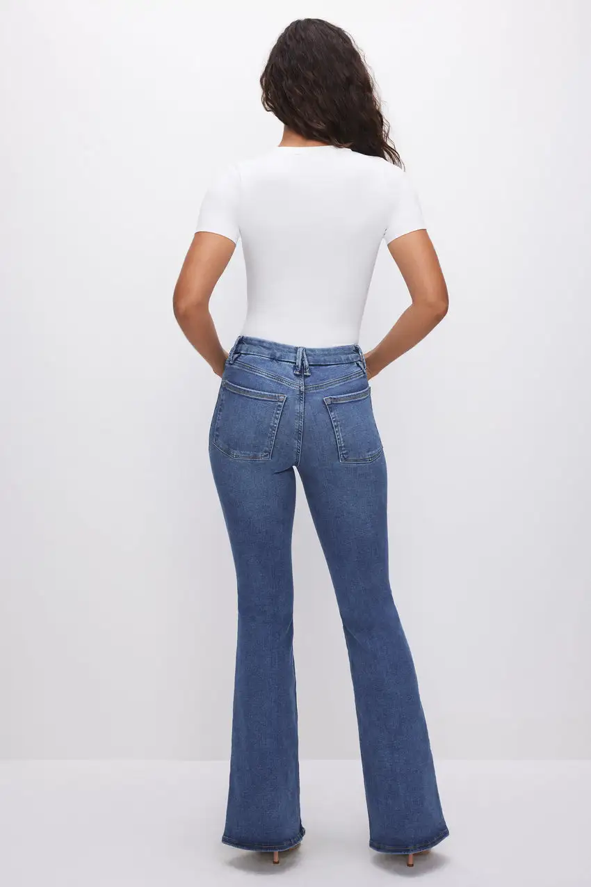 POWER STRETCH PULL-ON FLARE JEANS