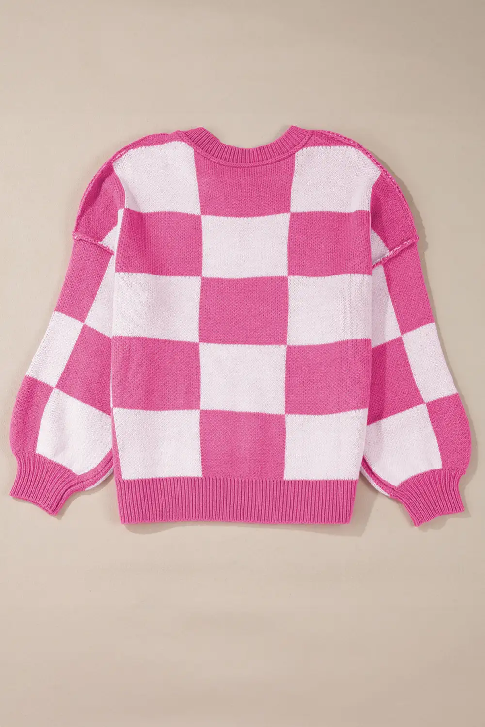 Checkered Bishop Sleeve Sweater