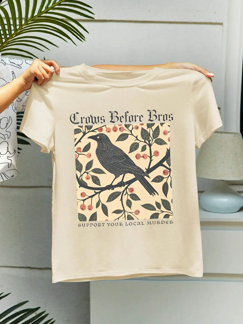 CROWS BEFORE BROS Women's fashion crew neck short sleeve T-shirt