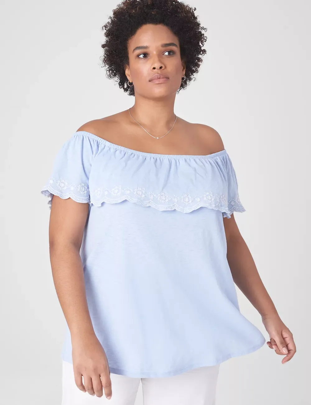 Swing Off-The-Shoulder Embroidered Top