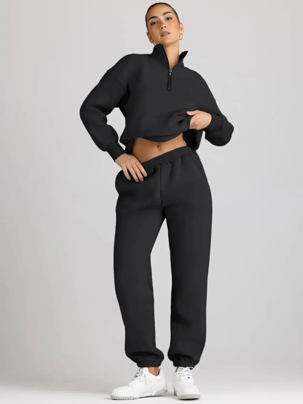 2 Piece Sweatsuits Long Sleeve Half Zip Pullover and Baggy Sweatpants