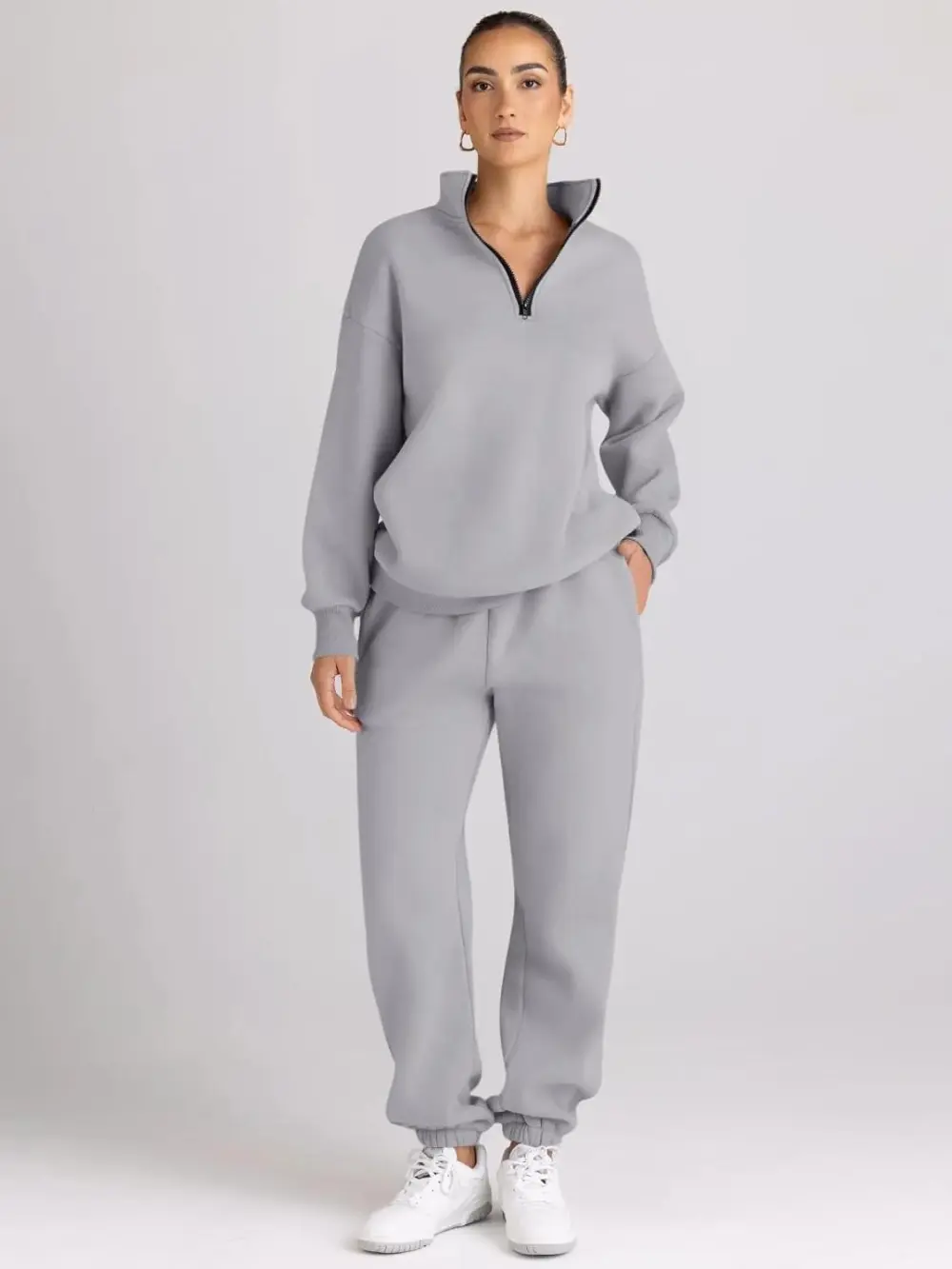 2 Piece Sweatsuits Long Sleeve Half Zip Pullover and Baggy Sweatpants