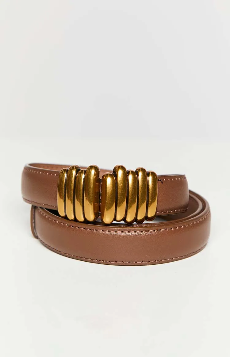 Elara Brown PU Belt