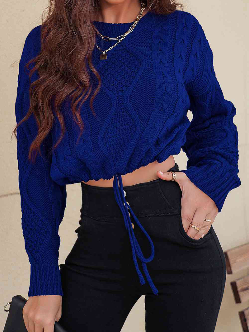 Drawstring Round Neck Sweater