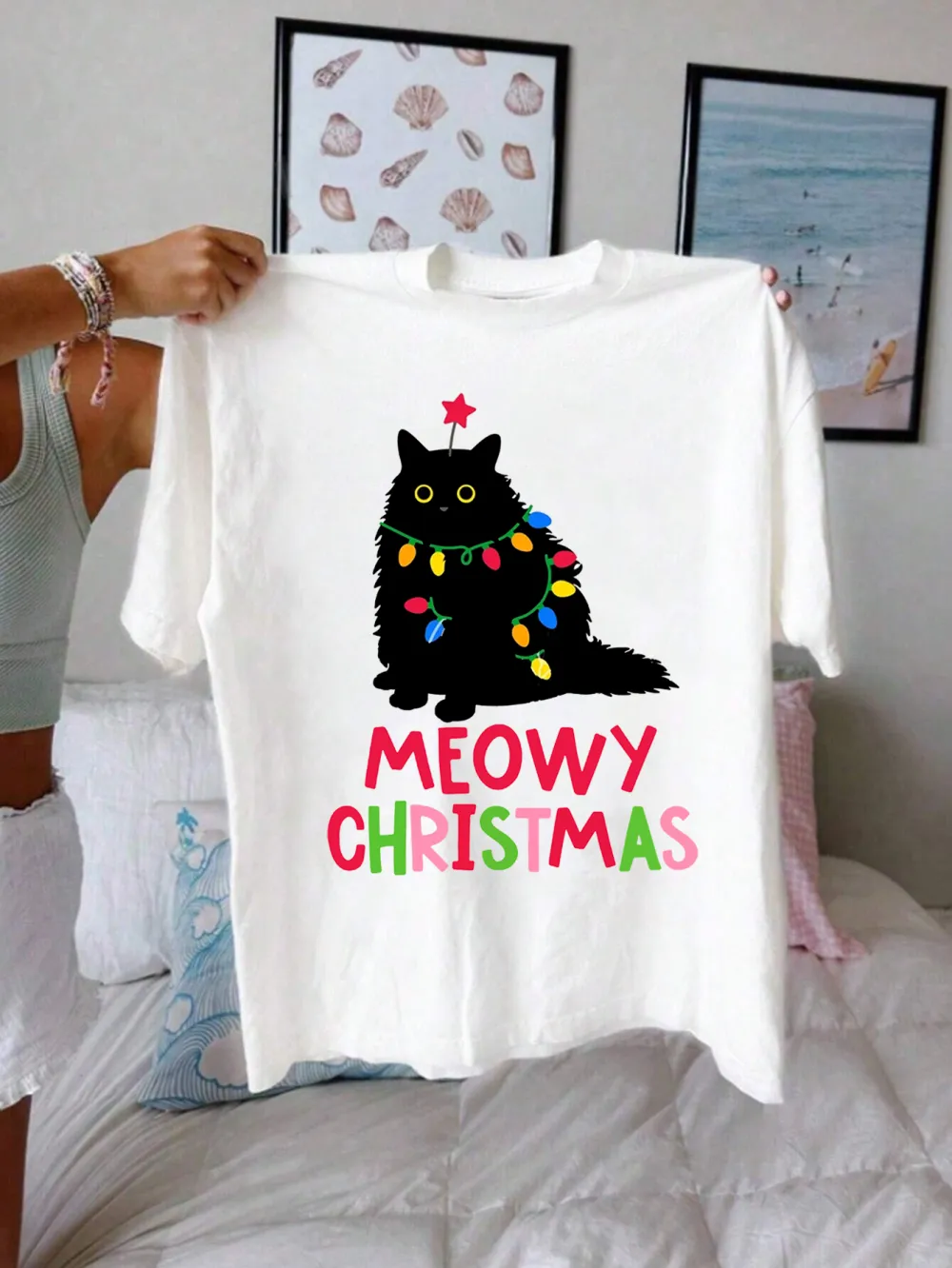 Kitty Santa Lady T-shirt