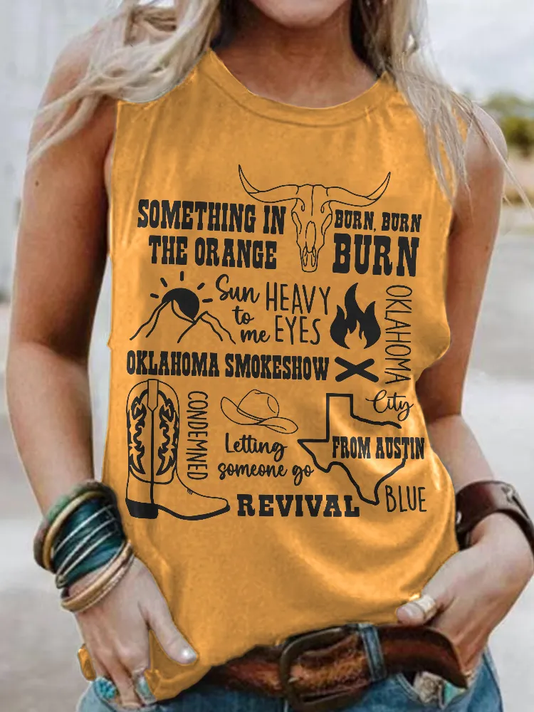 Country Music Song Print Vintage Tank Top