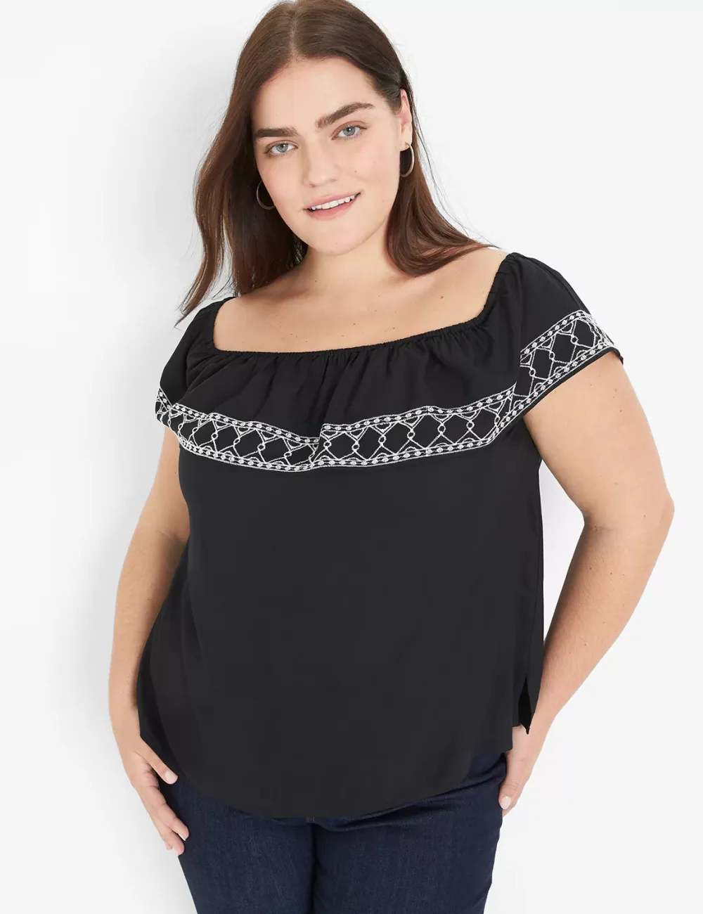 Off-The-Shoulder Embroidered Top