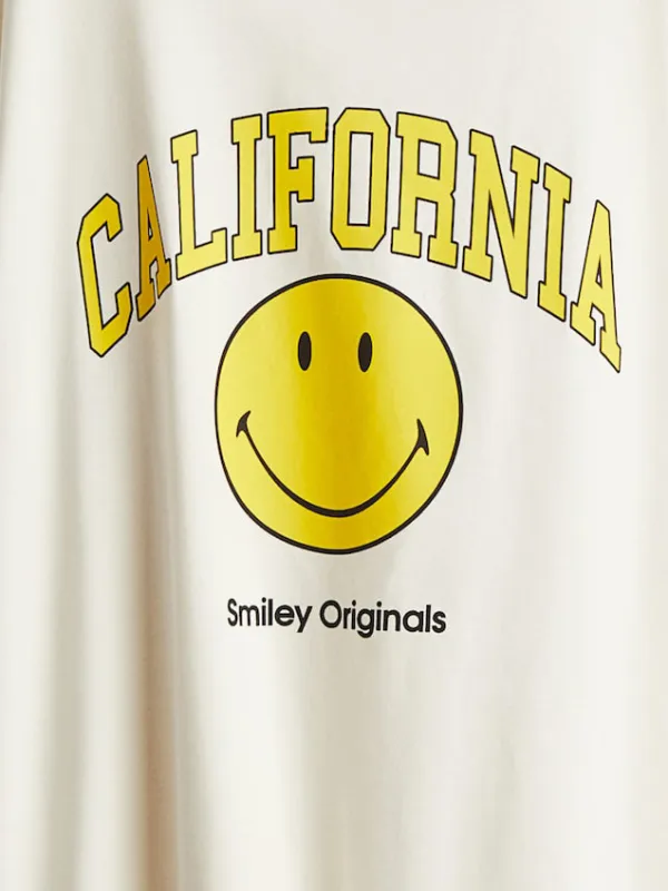 Yellow Smiley Face Print Short Sleeve T-Shirt