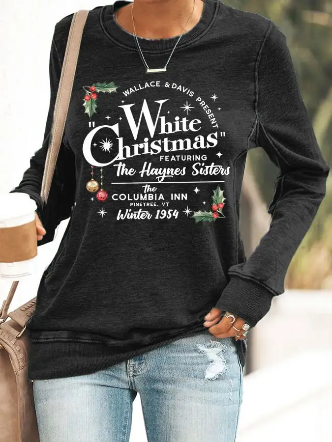 Women's White Christmas Print Casaul Sweatshirt