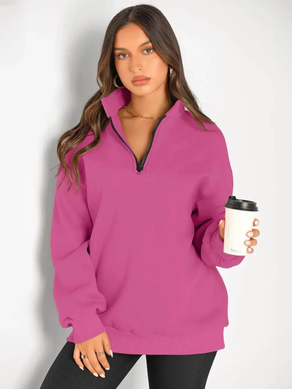 Oversized Sweatshirts Half Zip Pullover Long Sleeve