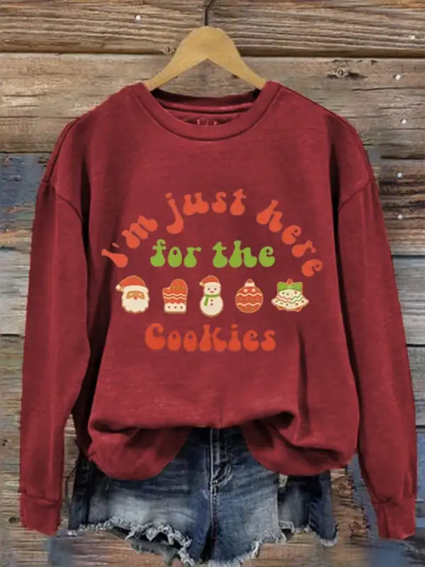 Women's I‘m Just Here For The Cookies Christmas Gifts For Family Casual Sweatshirt