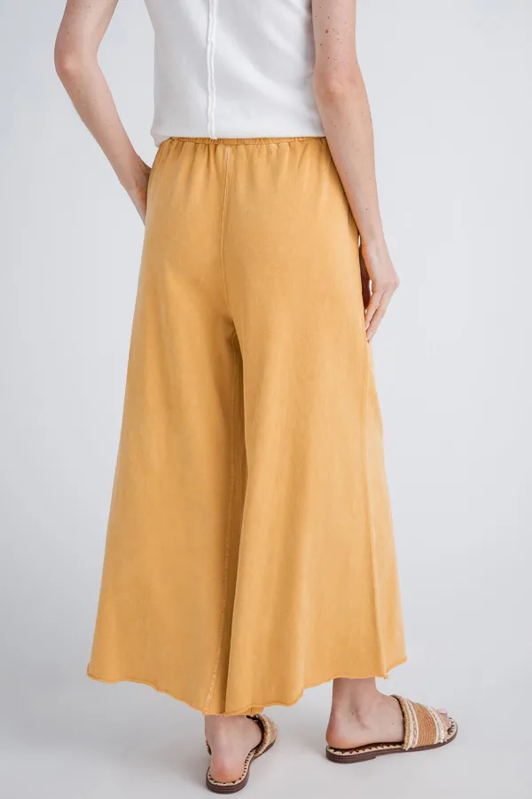 Easel Wide Leg Knit Pants - mustard