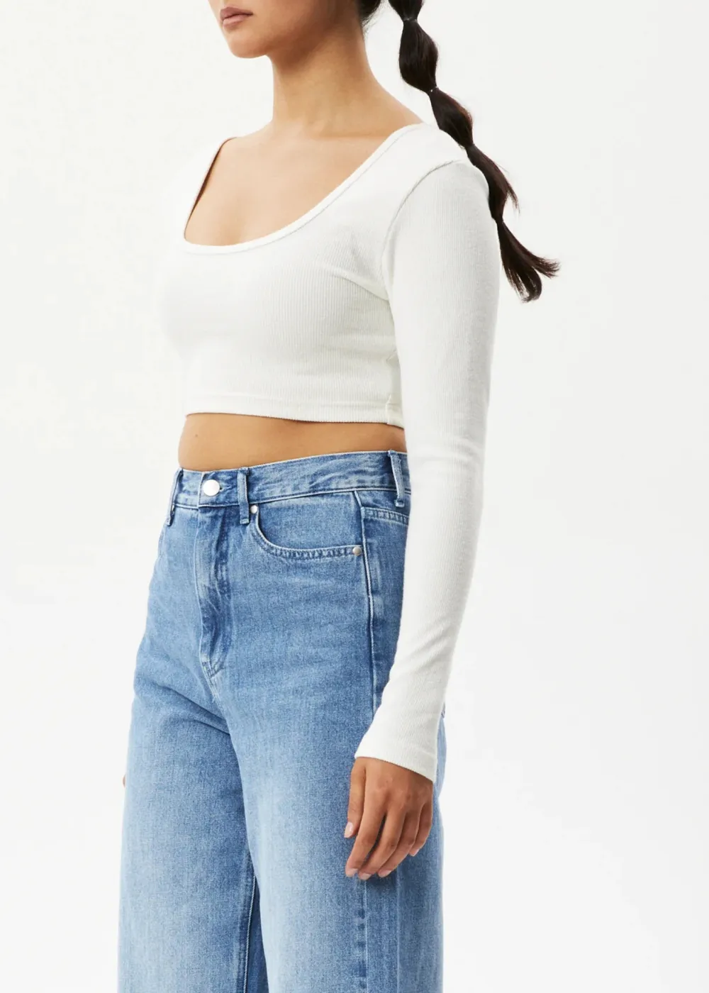 MILLA - HEMP RIBBED LONG SLEEVE CROPPED TOP