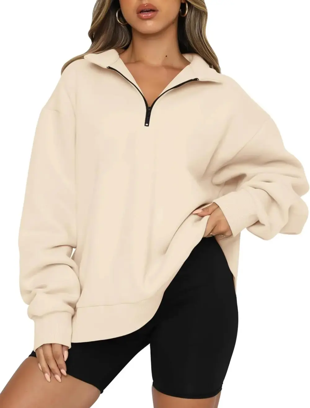 Oversized Sweatshirts Half Zip Pullover Long Sleeve