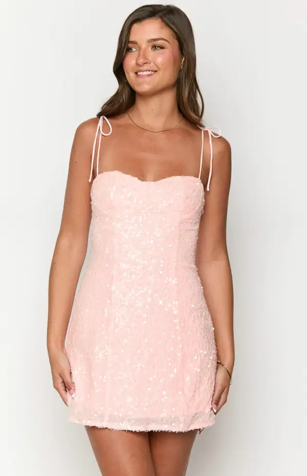 Penny Lane Light Pink Sequin Mini Dress