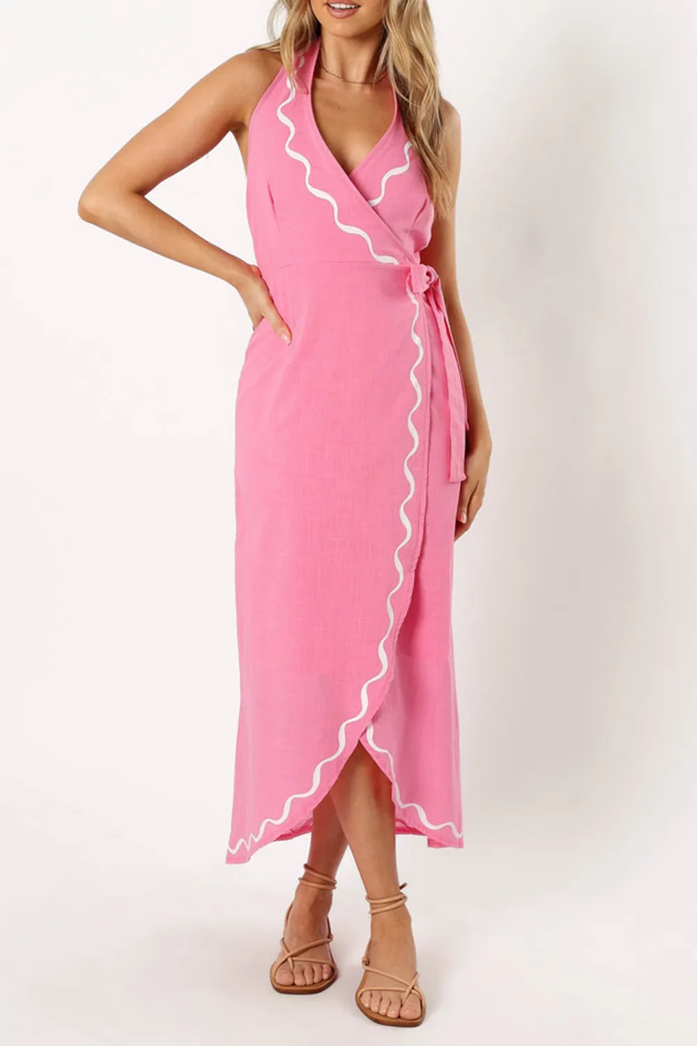 ABIGAIL WRAP MIDI DRESS - PINK