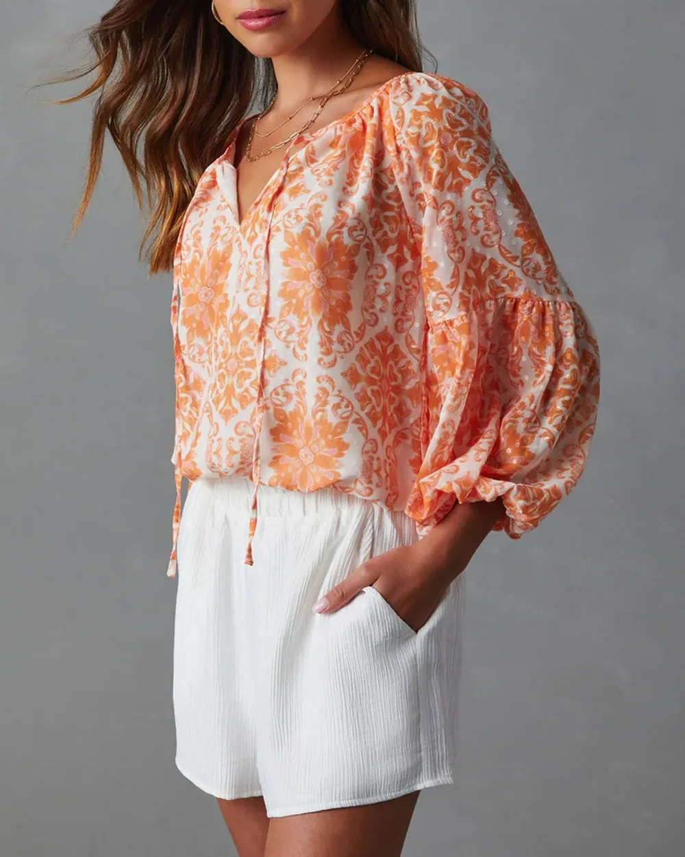 Mariana Puff Sleeve Printed Blouse