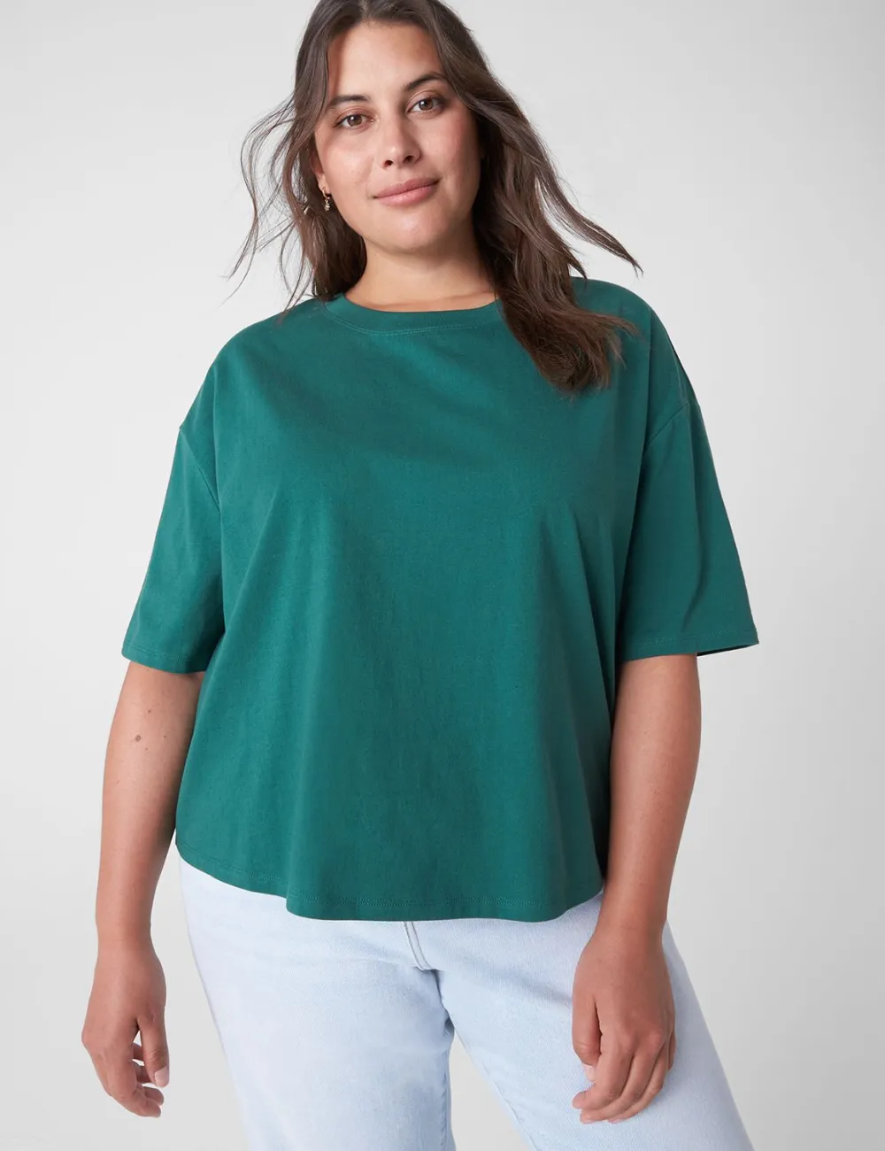 Relaxed Crop Elbow-Sleeve Crew-Neck Tee