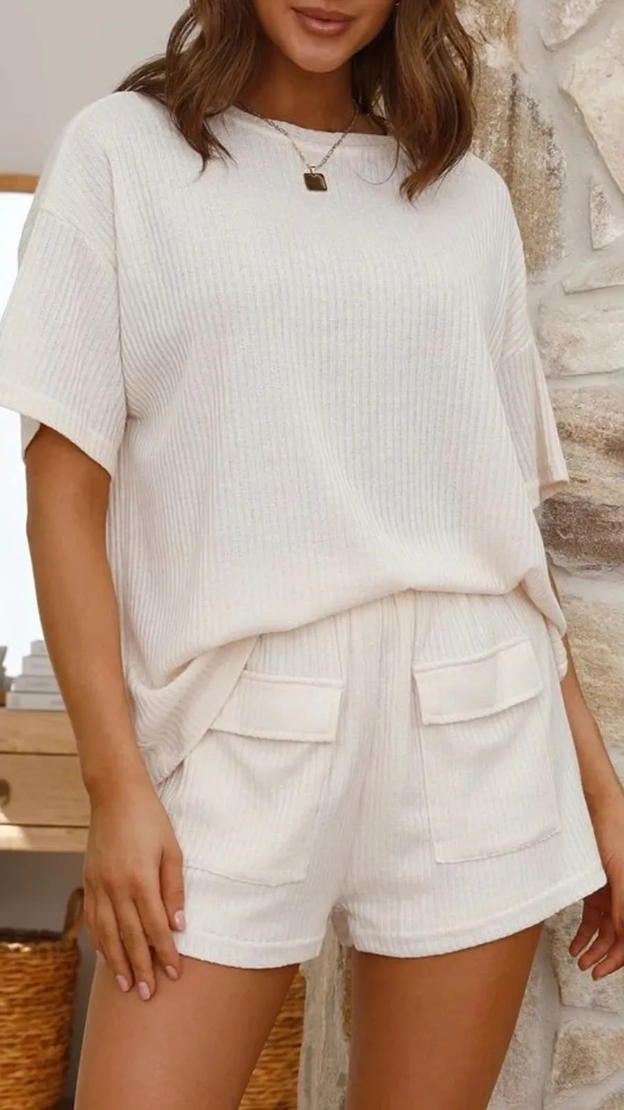 Selma Top and Shorts Set - Tan