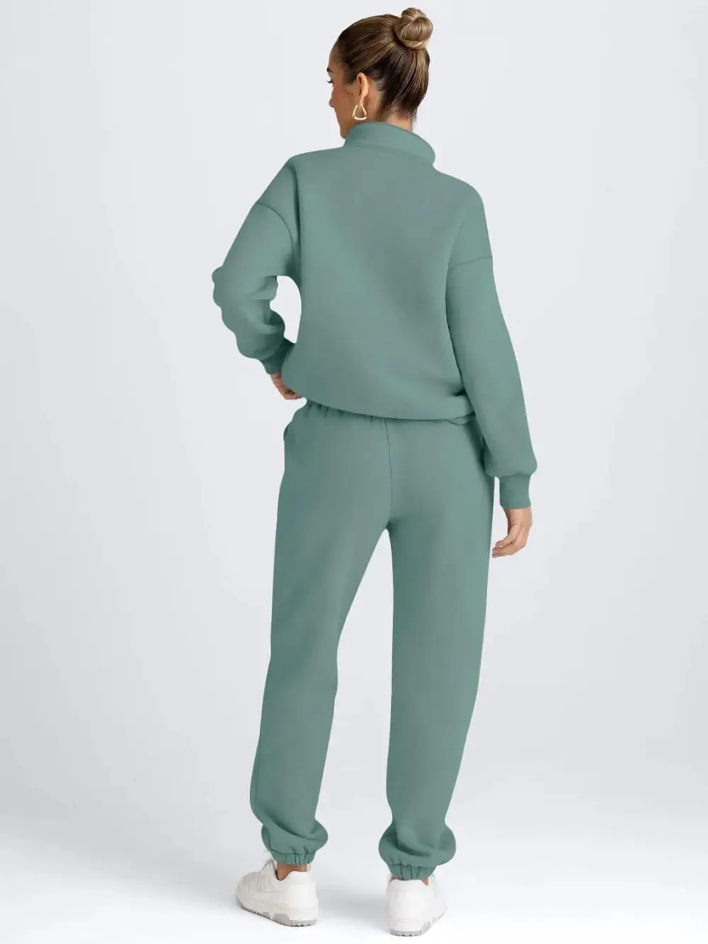 2 Piece Sweatsuits Long Sleeve Half Zip Pullover and Baggy Sweatpants