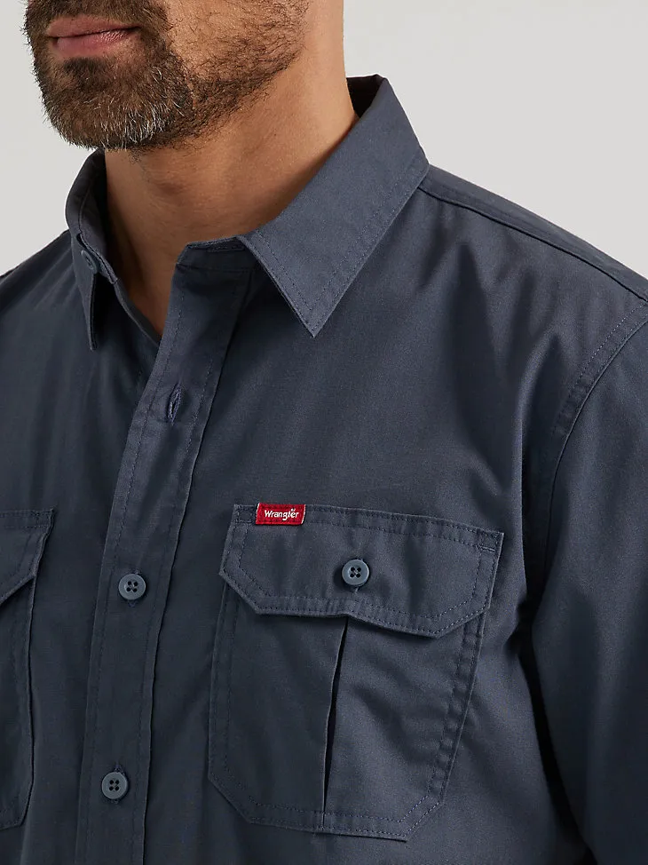 MEN'S RELAXED STRETCH POPLIN SHIRT IN GOBLIN BLUE HEATHER