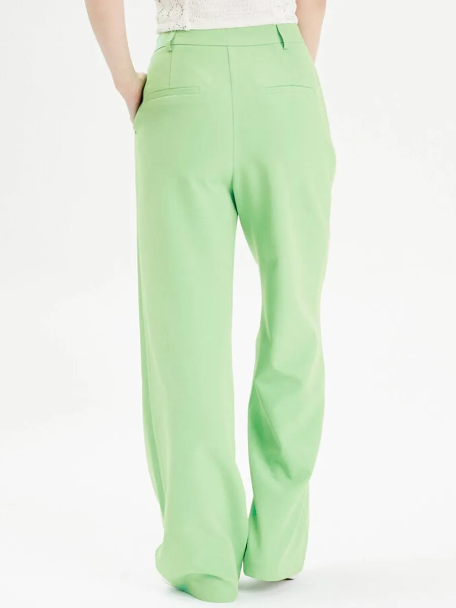 Pantalon large avec pinces vert femme