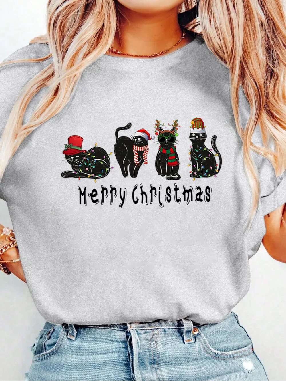 Kitty Santa Lady T-shirt