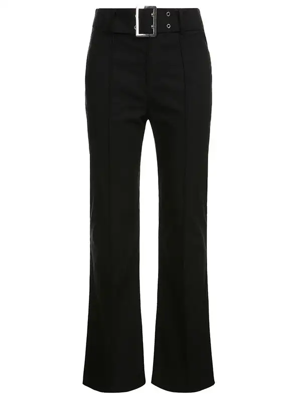 Retro High Waist Button Slim Casual Pant