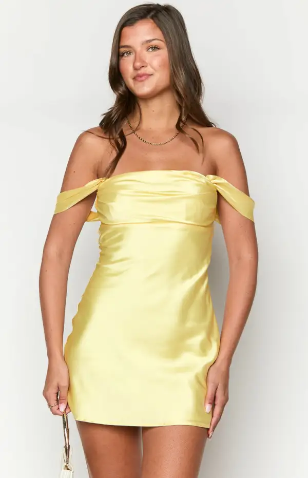 Zoella Yellow Off The Shoulder Mini Dress