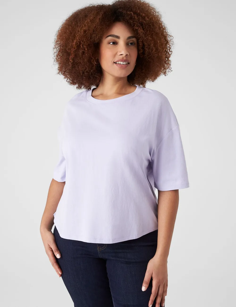 Relaxed Crop Elbow-Sleeve Crew-Neck Tee