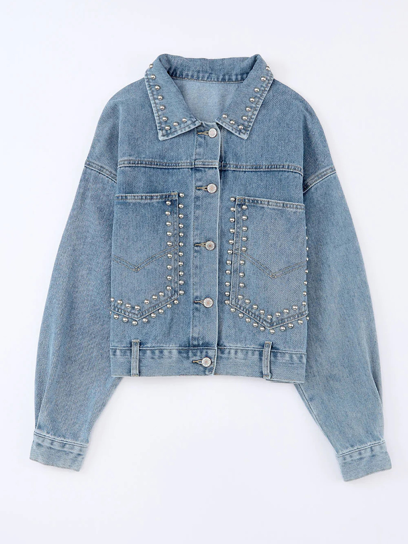 Women's denim beaded short jacket