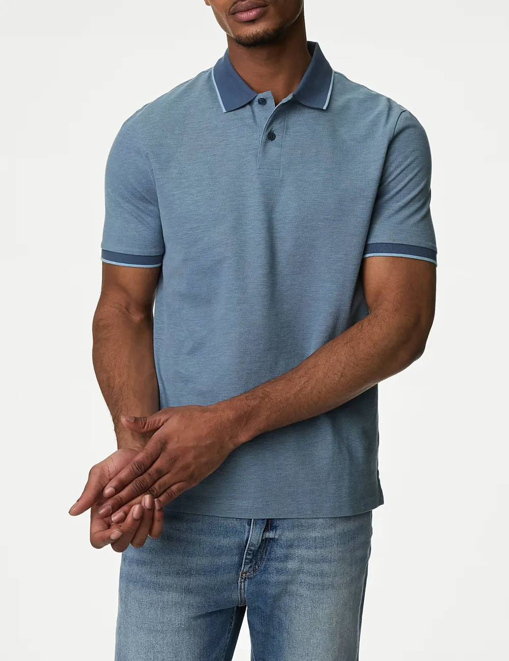 Pure Cotton Tipped Pique Shirt