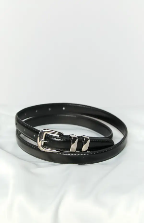 Kylee Thin Black PU Belt