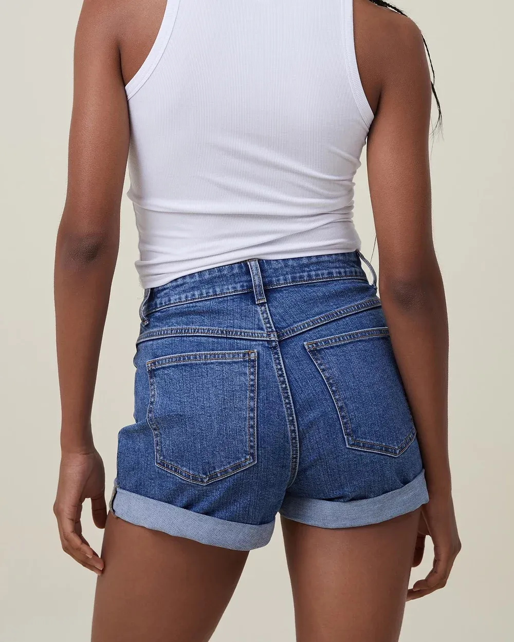 High Rise Classic Stretch Denim Shorts