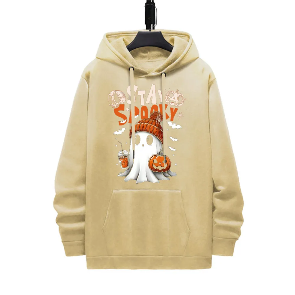 STAY SPOOKY GHOST HALLOWEEN PATTERN PRINTED HOODIE