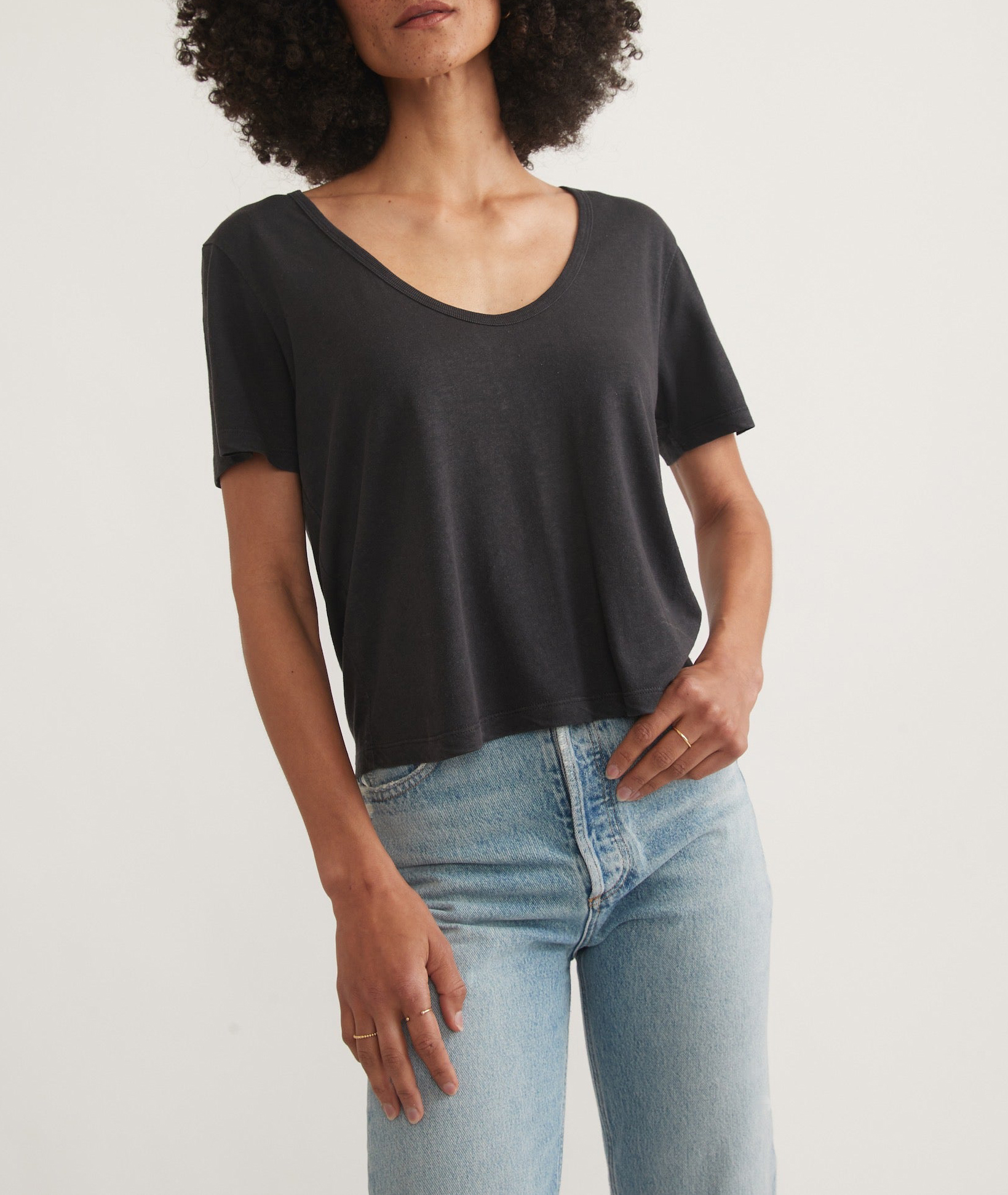 Hemp Cotton Faded Black Tee