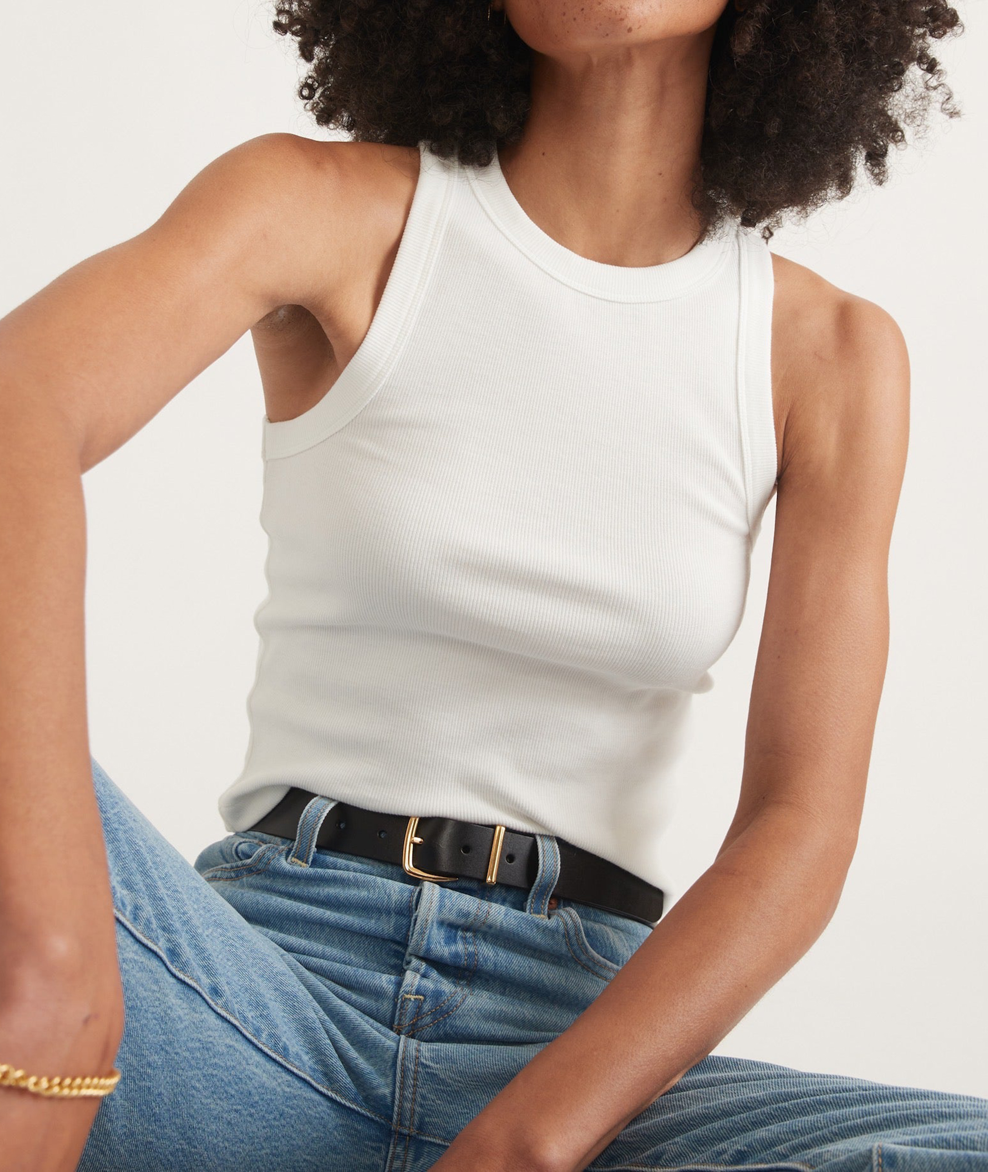 White High Neck Crop Tank