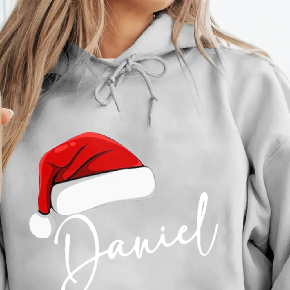 Women's Casual Santa Hat Print Hoodie