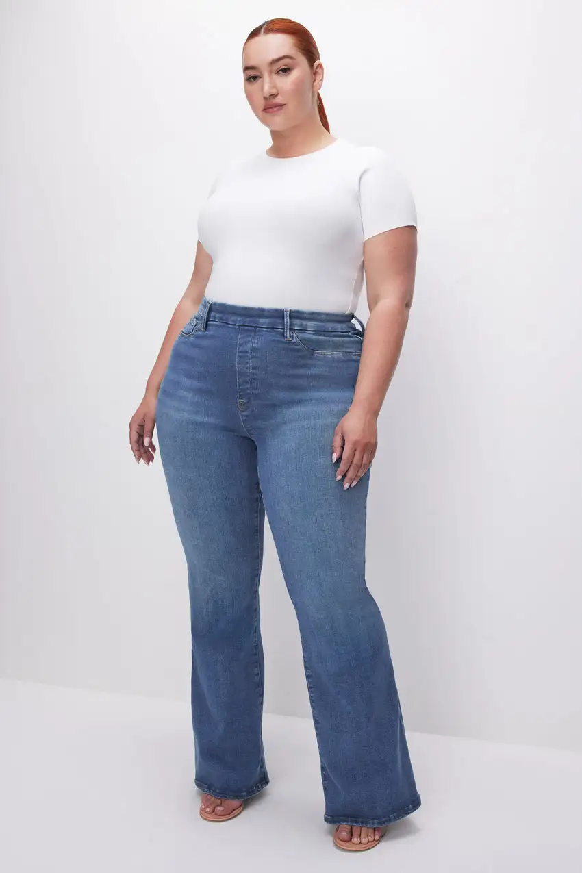 POWER STRETCH PULL-ON FLARE JEANS