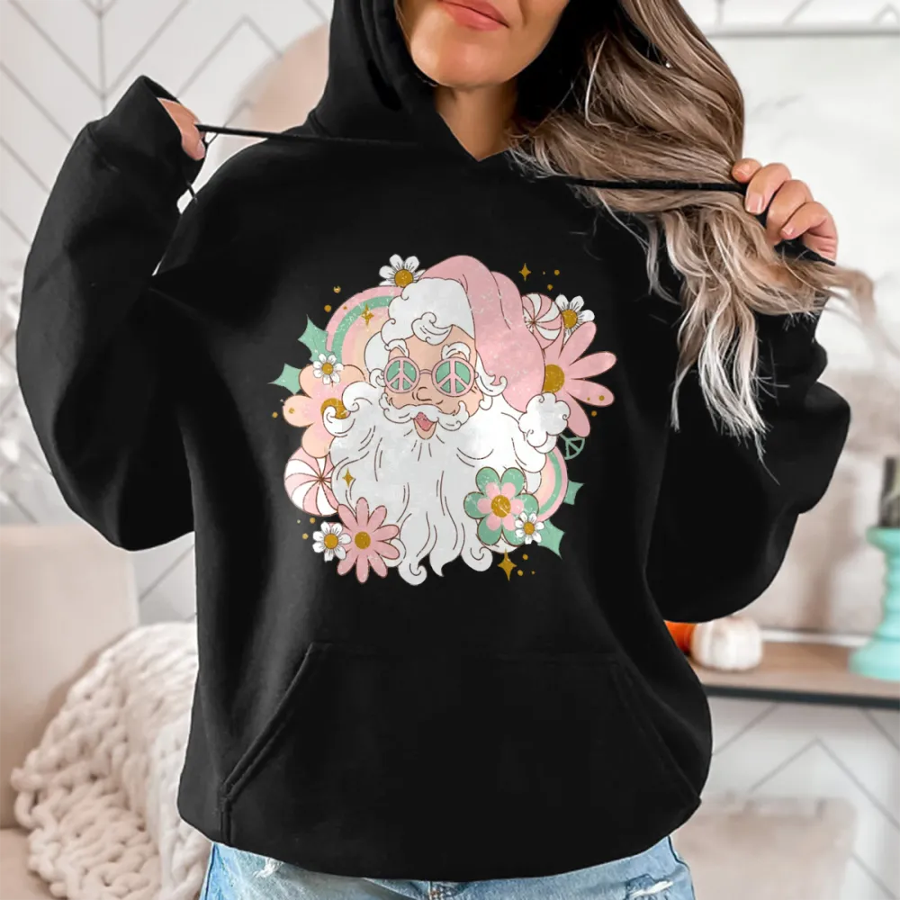 Pink Santa Claus head Women's hoodie