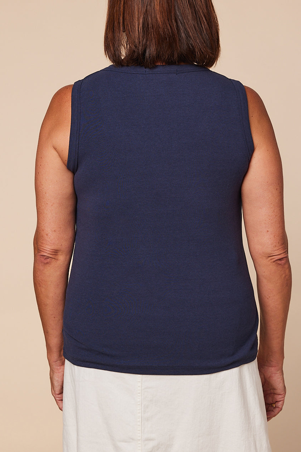 Adrift Ribbed Singlet In Navy