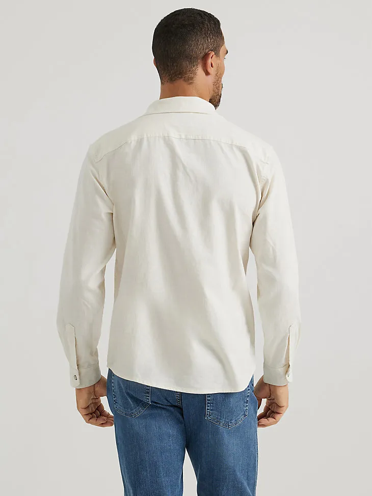 MEN'S COWBOY WASH DENIM SHIRT IN ECRU CREAM