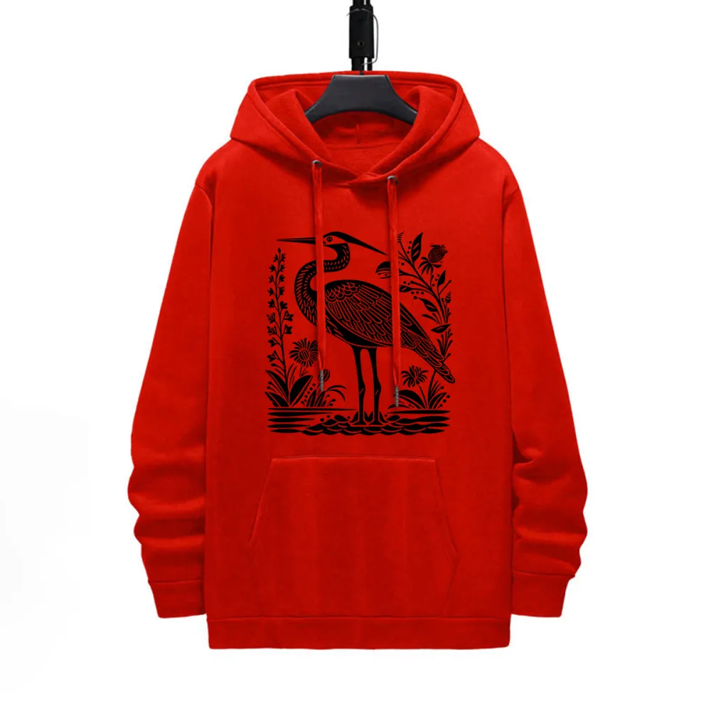 BIRD STANDING ON THE WATER PATTERN PRINTED HOODIE