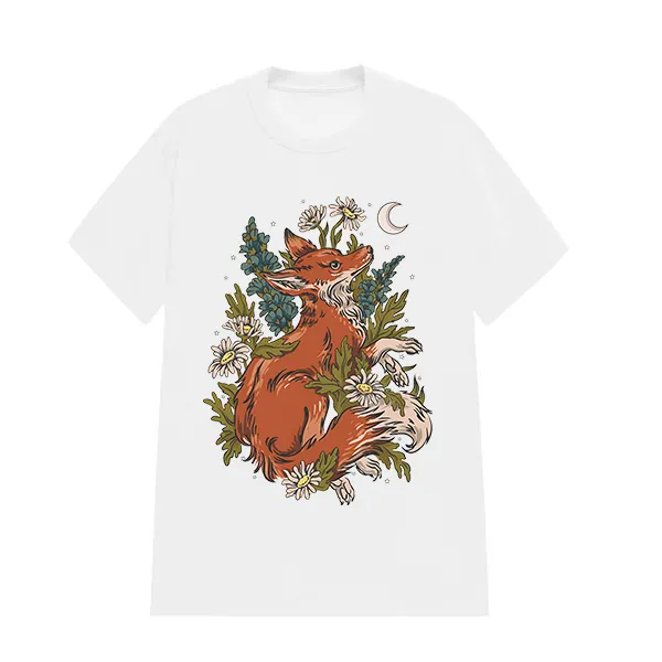 PRETTY FOX PATTERN PRINTED TEE