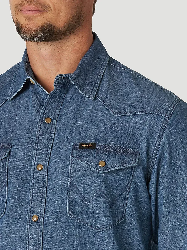 MEN'S DENIM WESTERN SNAP FRONT SHIRT IN RINSE