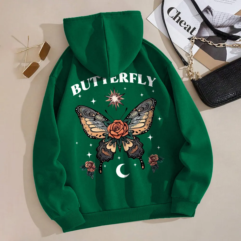 Bohemian butterfly rose City women's fashion hoodie