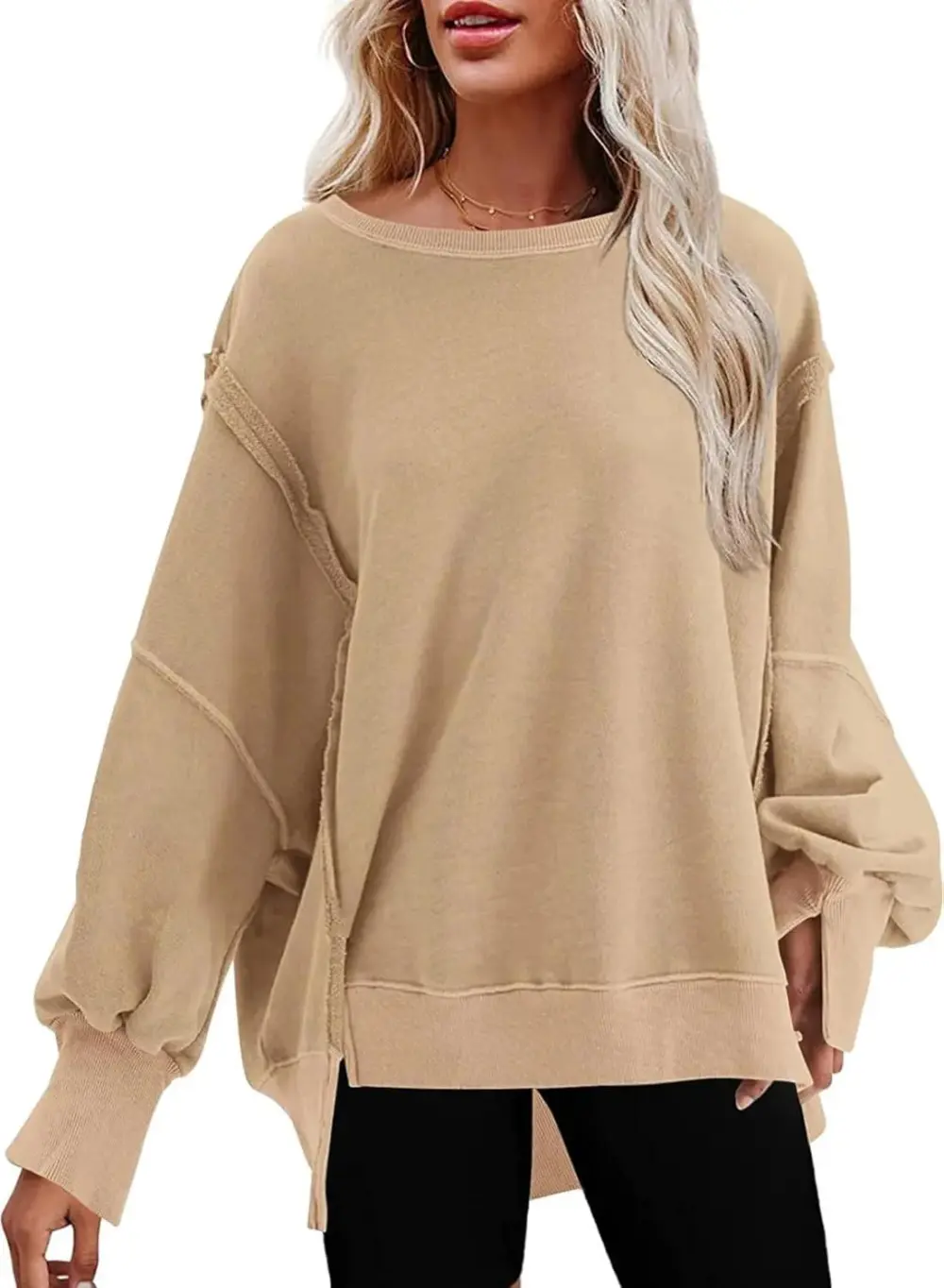 Oversized Reverse Seam Sweatshirt Long Sleeve Crewneck Pullover