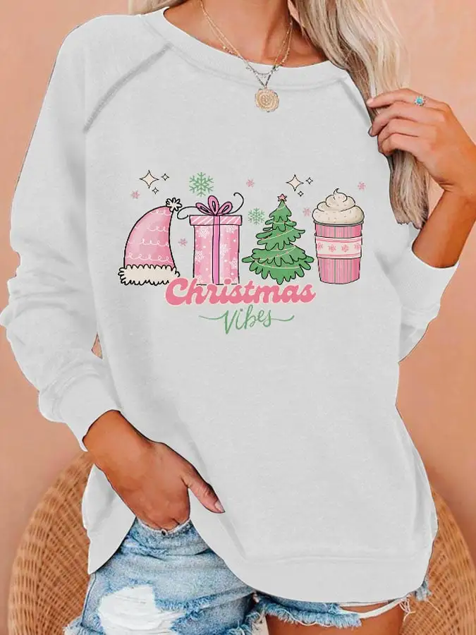 Women's Christmas Vibes Print Sweatshirt